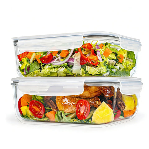 GEHE contenedor grande de vidrio con tapas, ideal para almacenar comidas.