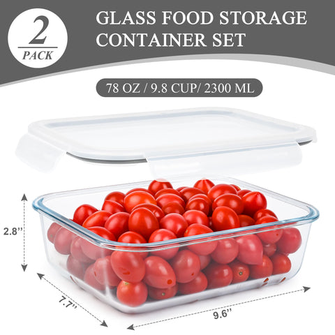 GEHE contenedor grande de vidrio uso microondas, práctico para calentar alimentos.