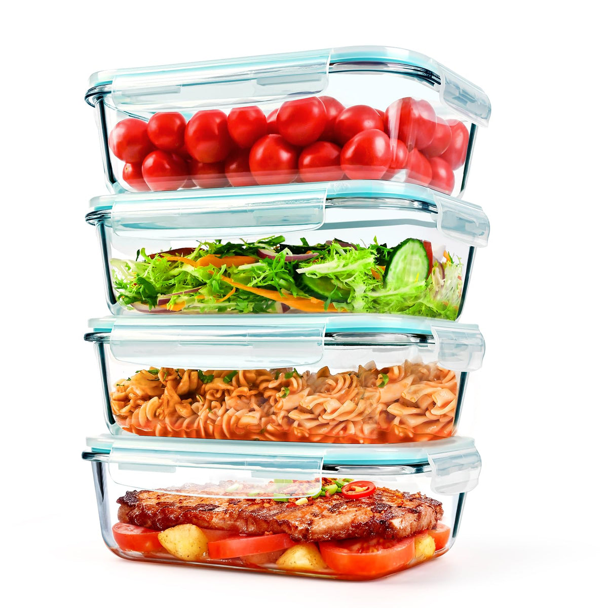 GEHE: contenedores de vidrio 52 oz con tapas herméticas para transporte seguro.
