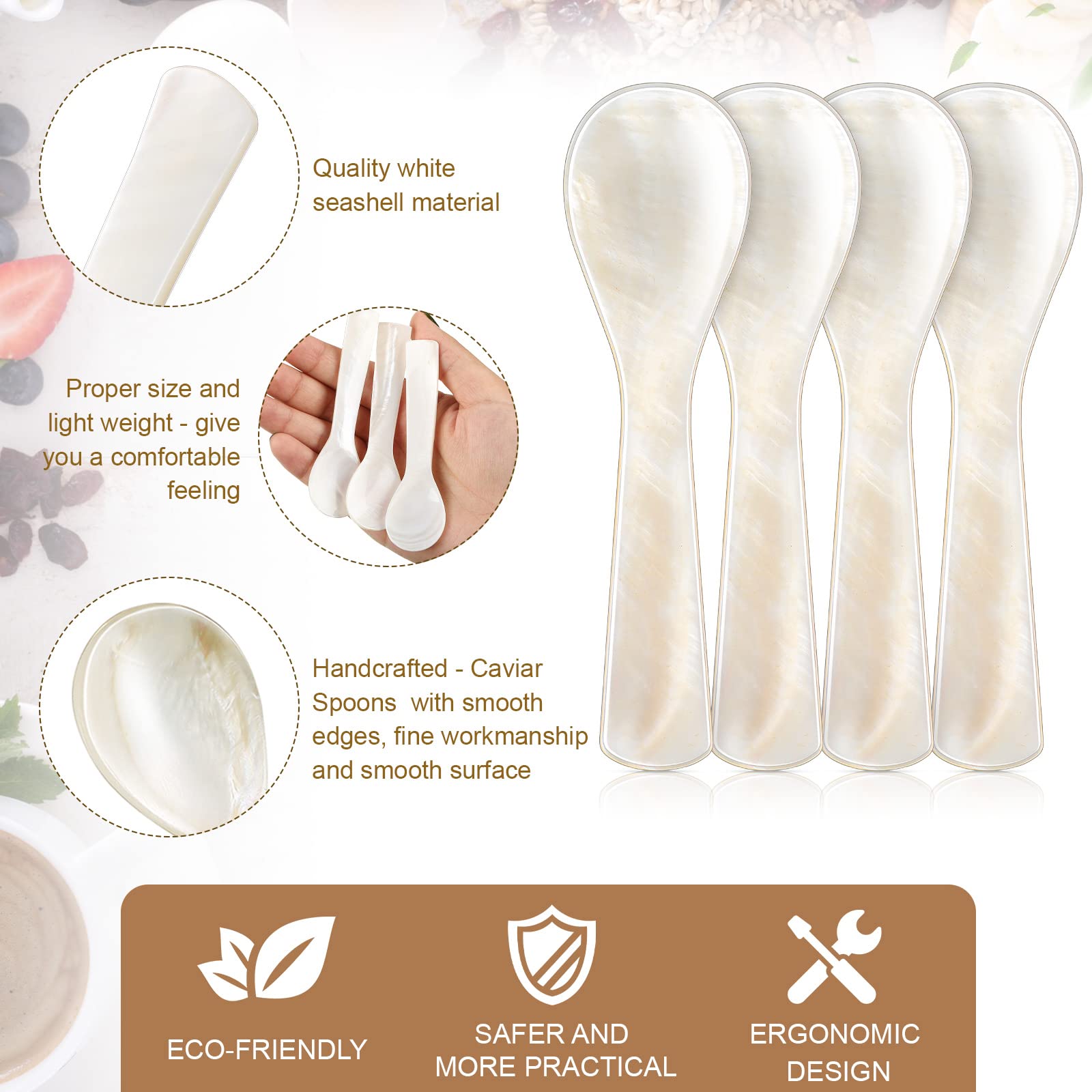 Geiserailie cucharas de nácar para helados, servicio suave y limpio