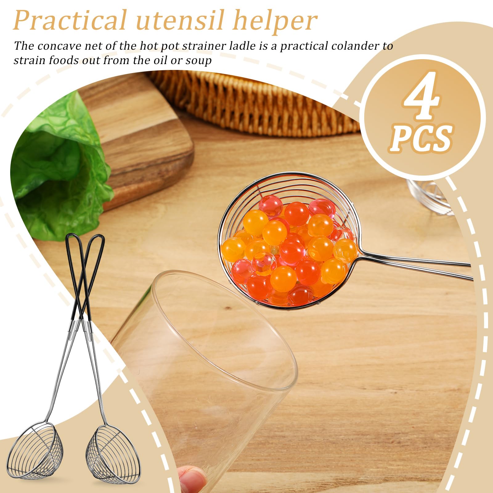 Geiserailie escurridor de acero inoxidable para sopas y caldos, resistente y seguro.