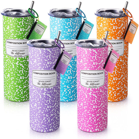 Geiserailie vaso térmico 20 oz con diseño cuaderno, ideal para llevar bebidas a diario.