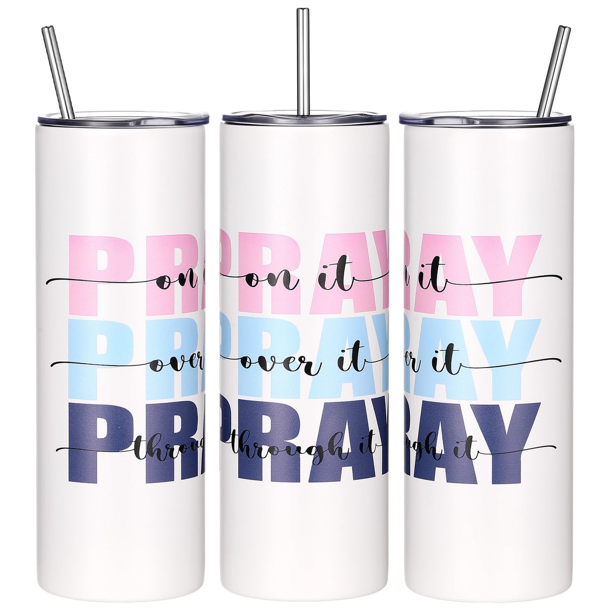 Geiserailie Pray on It, vaso 20oz azul, ideal para uso diario.