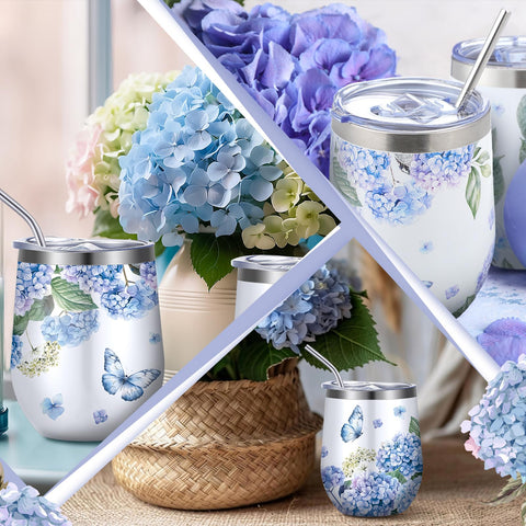 Geiserailie regalo de vaso con Hortensia, diseño floral para cumpleaños.