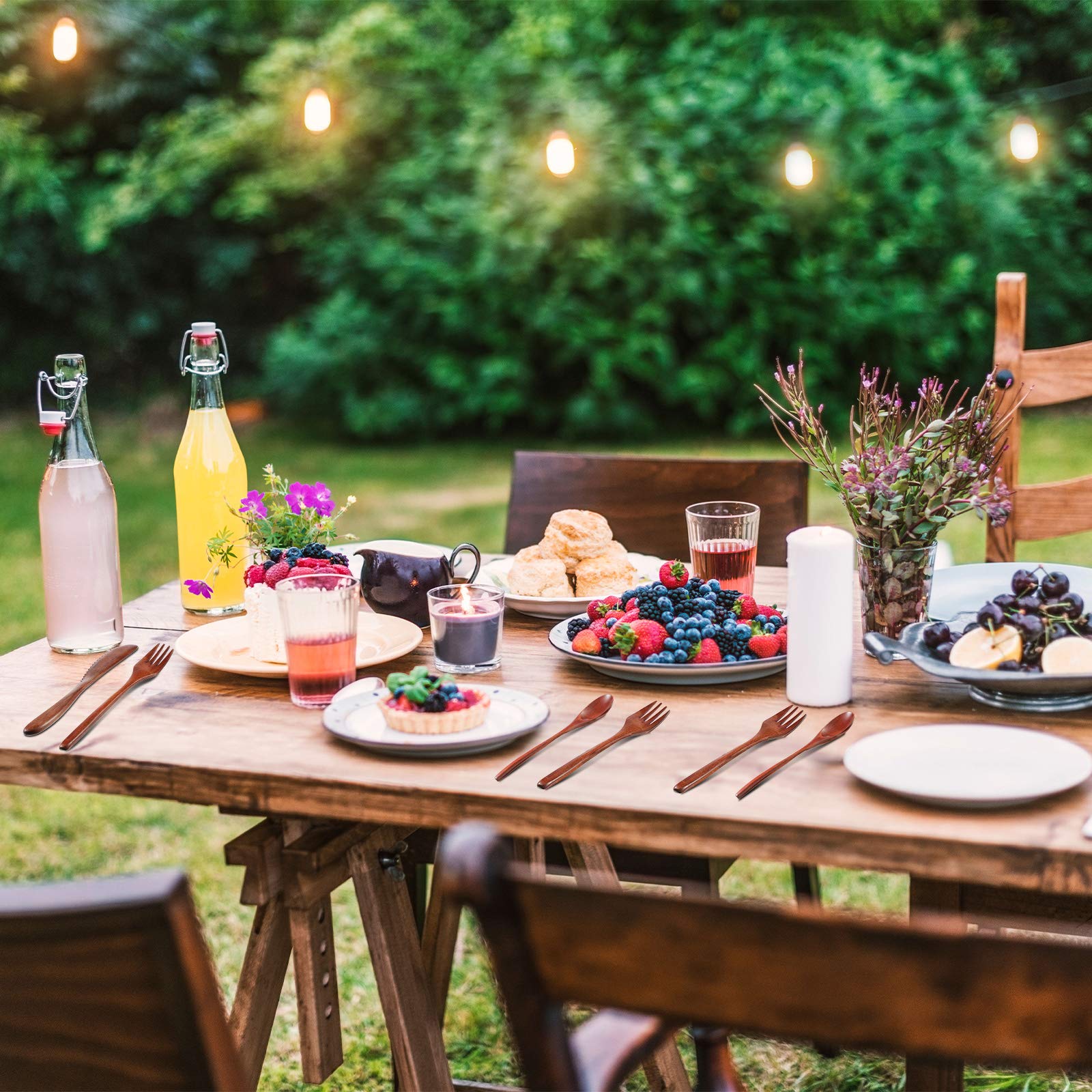 Geiserailie utensilios de madera en mesa, diseño elegante que cuida tus utensilios