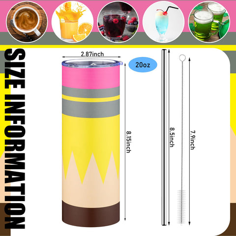 Geiserailie vaso docente 20 oz con diseño crayones, regalo colorido para maestras
