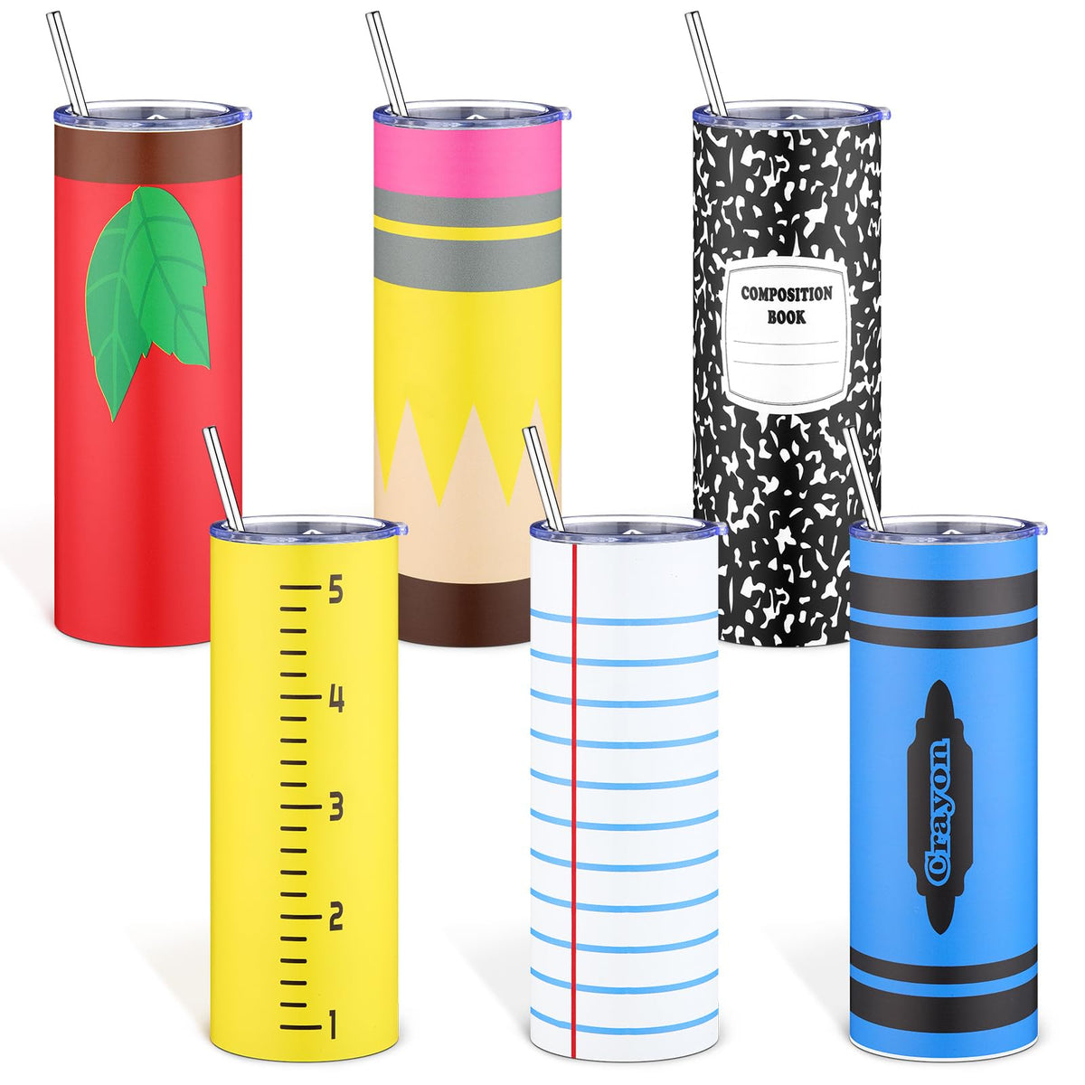 Geiserailie vaso docente 20 oz con diseño lapices, ideal para regalos de aula