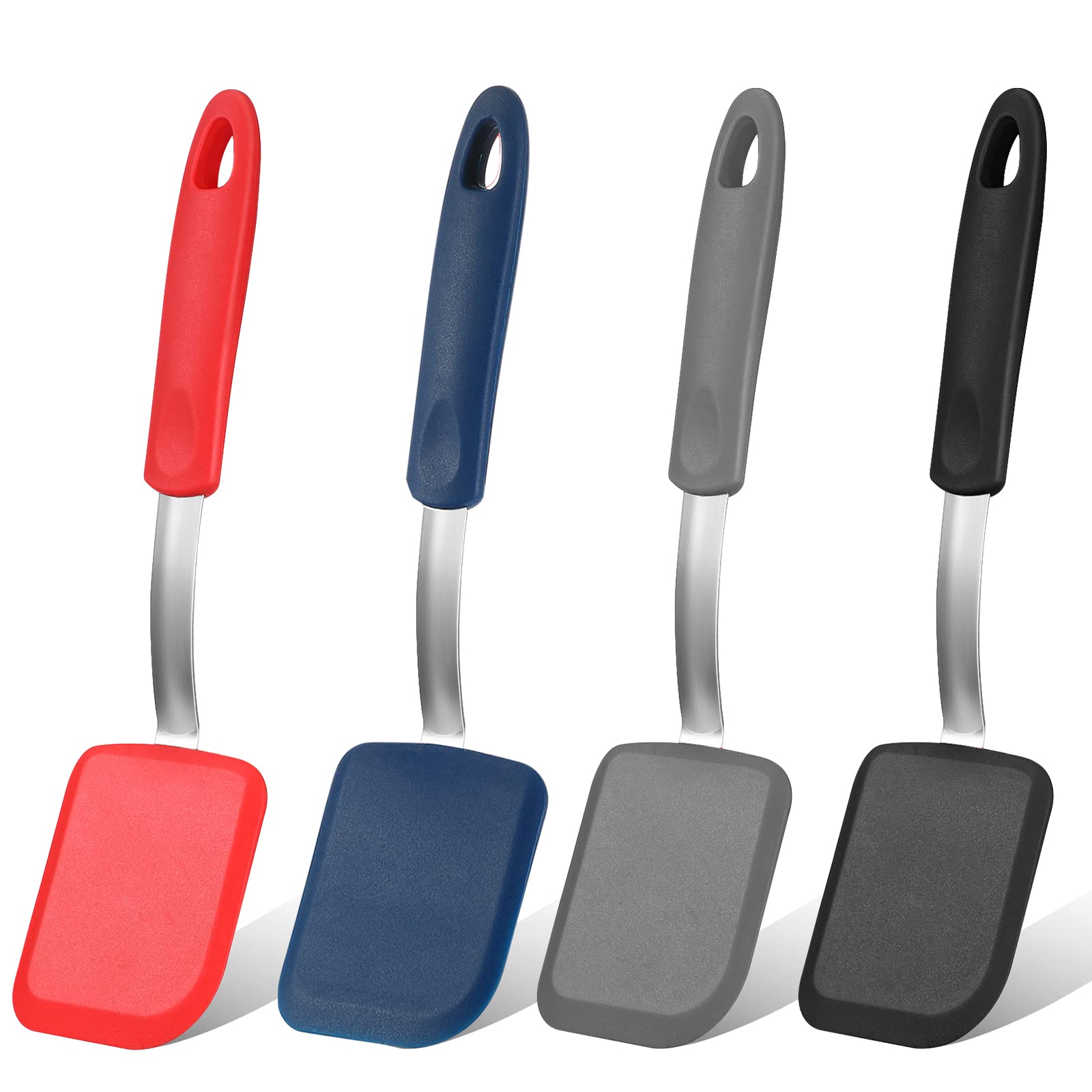 Gejoy espátula pequeña de silicona roja, ideal para voltear huevos y tortitas sin rayar.