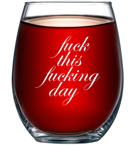 Copa Gelid de vino sin tallo con frase divertida para relajar tras el día.