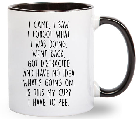 Taza Gelid con frase divertida para olvidar, impresión a dos caras.