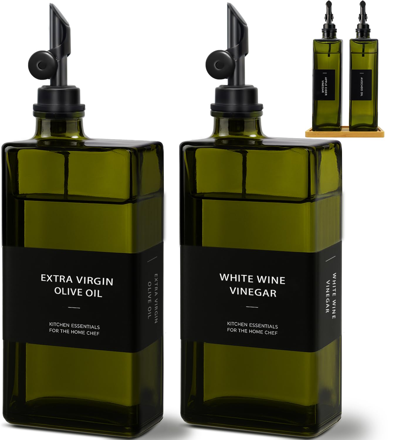 Gelury: botellas de aceite de oliva verde, 500 ml, para encimera con vertido controlado.