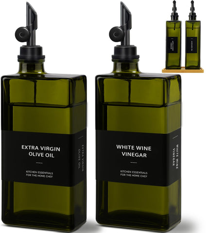 Gelury: botellas de aceite de oliva verde, 500 ml, para encimera con vertido controlado.