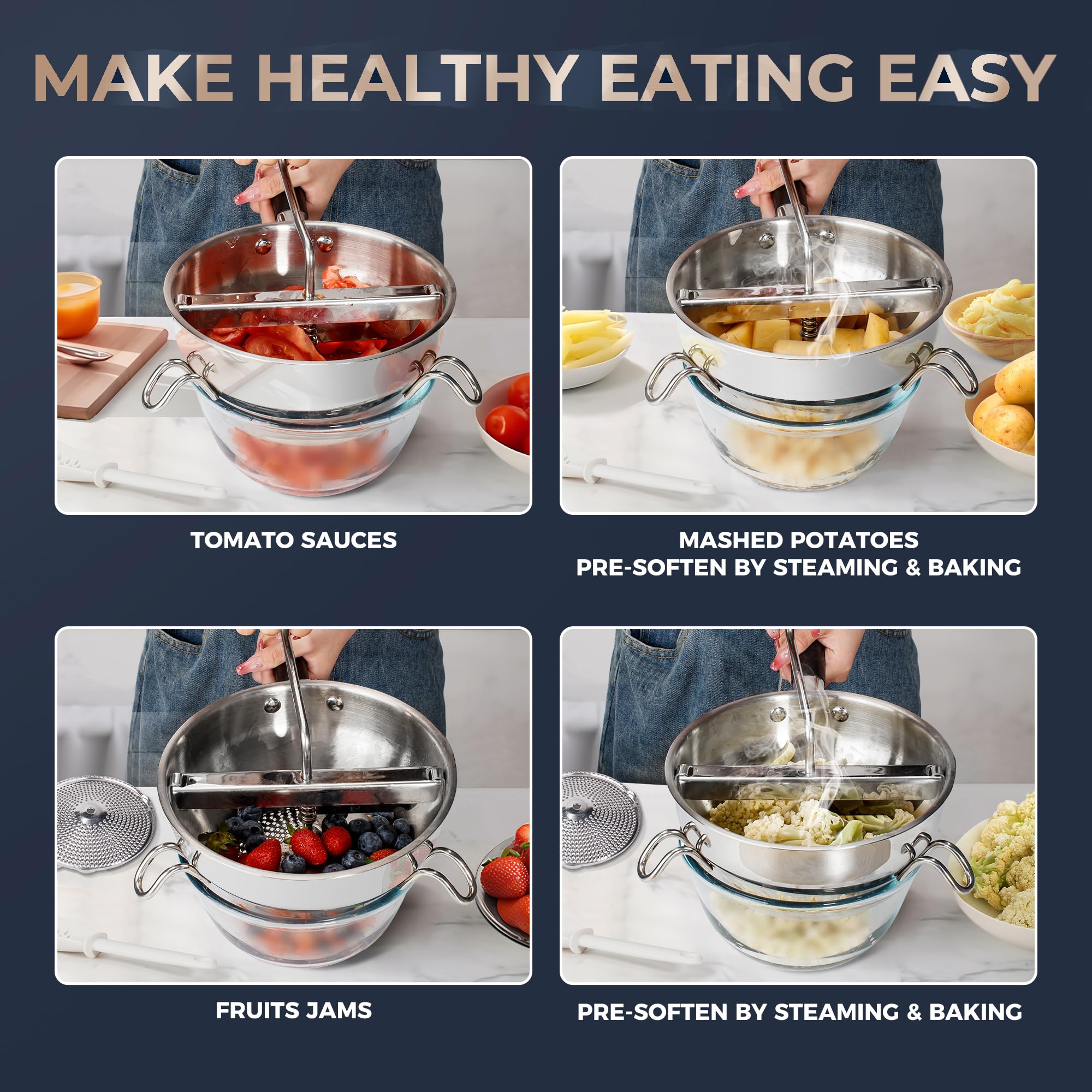 Gemfino uso doméstico para salsas, purés y mermeladas caseras