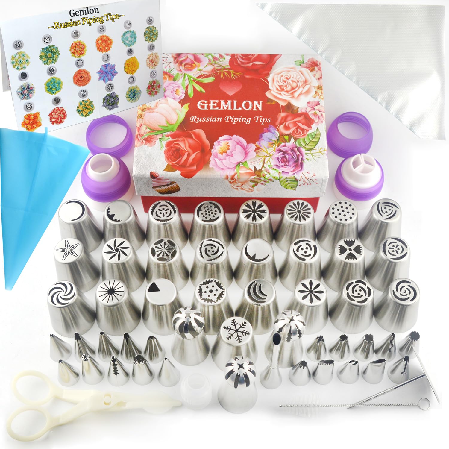 GEMLON set de puntas rusas 88 piezas para decorar tortas con rosas