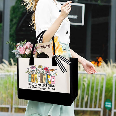 GemsLives tote de lona, interior espacioso para libros y objetos