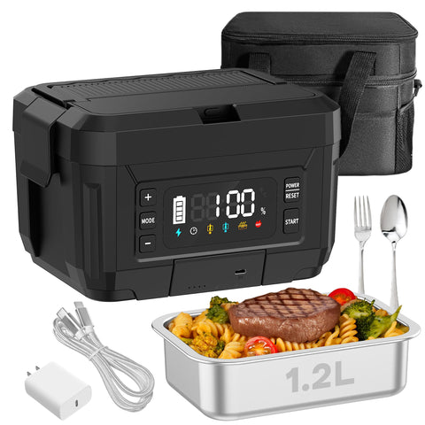 Genasmil caja almuerzo inalámbrica con capacidad 1.2L para comidas calientes en cualquier lugar.