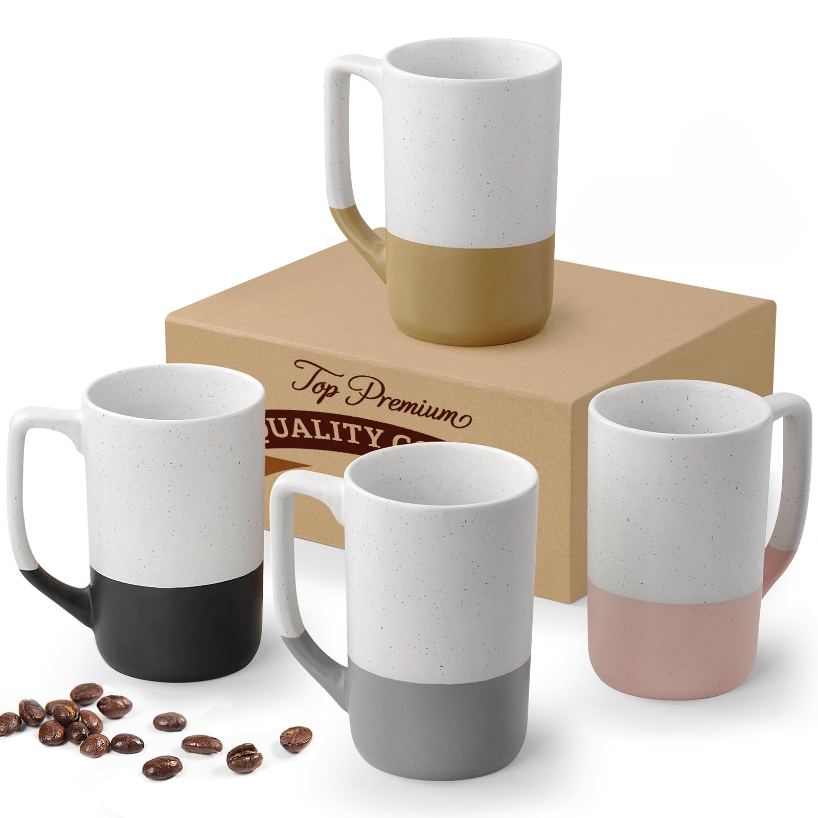 Juego de tazas cerámicas grandes Gencywe para café o té en la oficina.