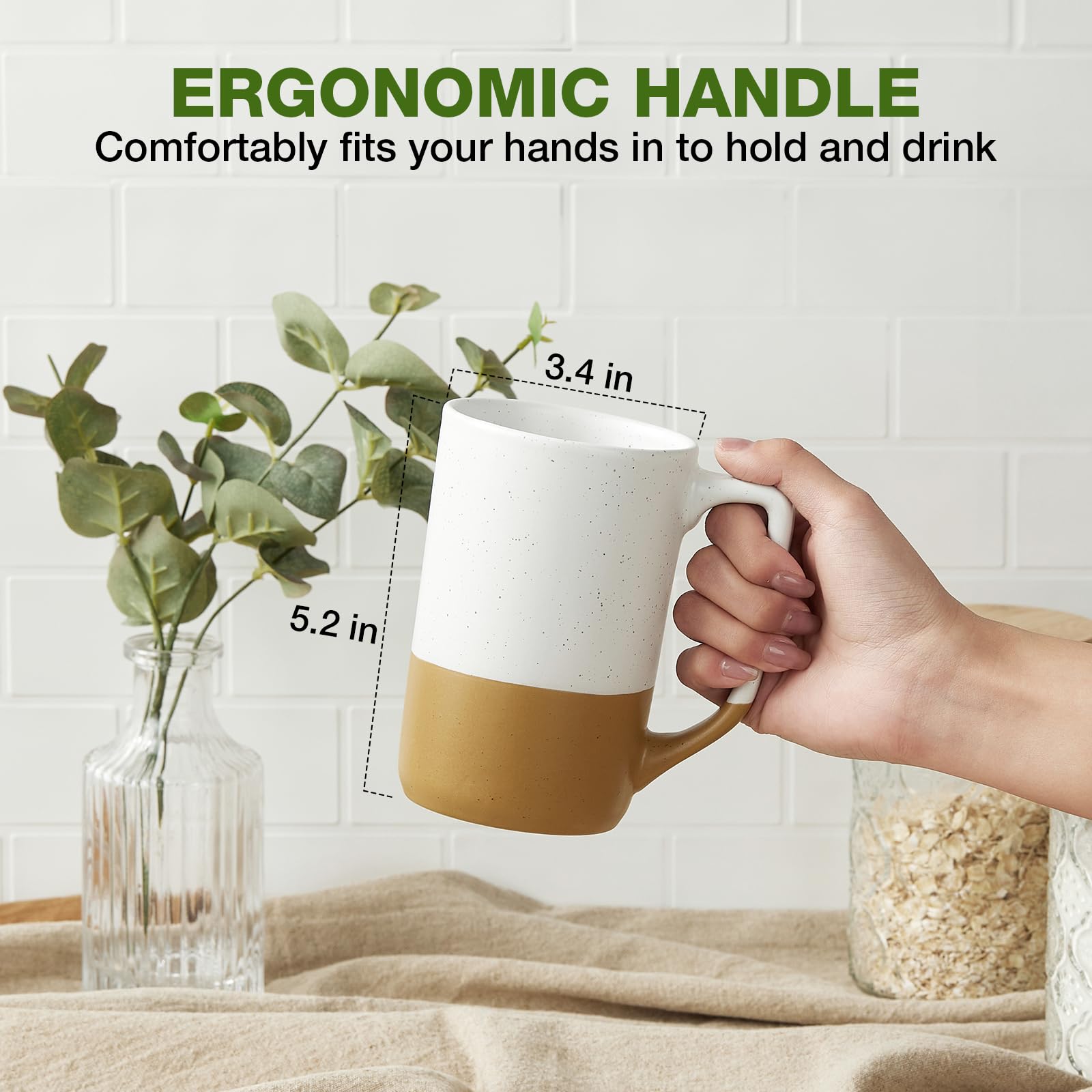 Taza cerámica Gencywe con asa cómoda para mayor agarre.
