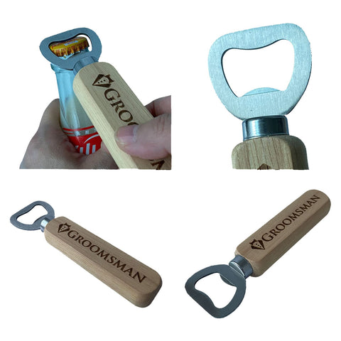 Generic abrebotellas de madera grabados para padrinos, regalo duradero para la boda