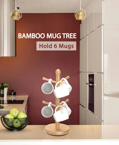 Generic porta-tazas de bambú con base antideslizante, ideal para encimeras de la cocina.