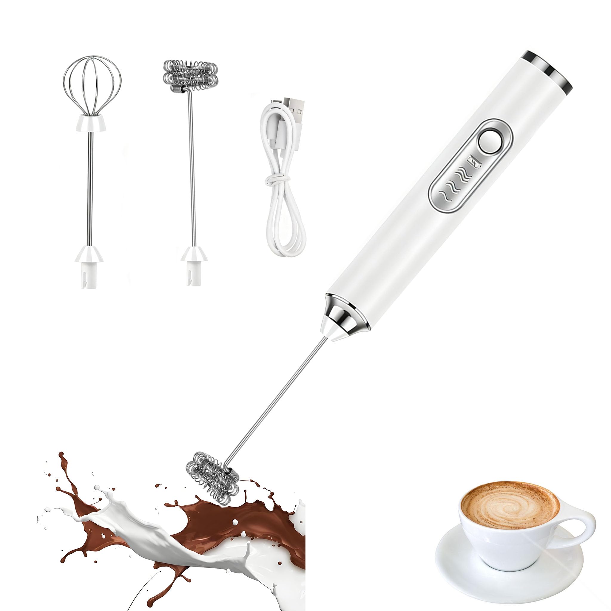Batidor Genérico, cuerpo inoxidable, espuma cremosa para café diario.