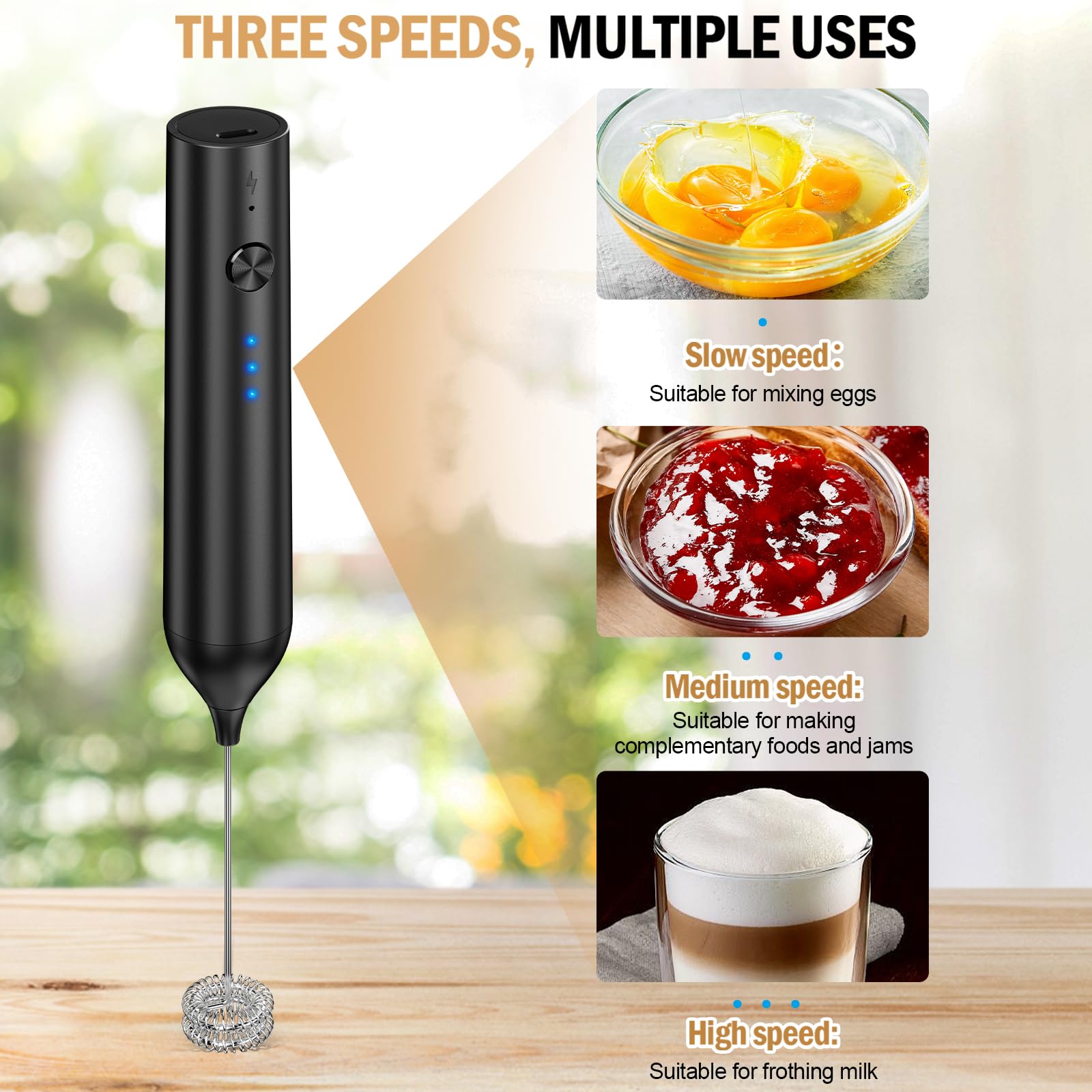 Batidora Generic para café, cappuccino y bebidas con leche, diseño portátil.