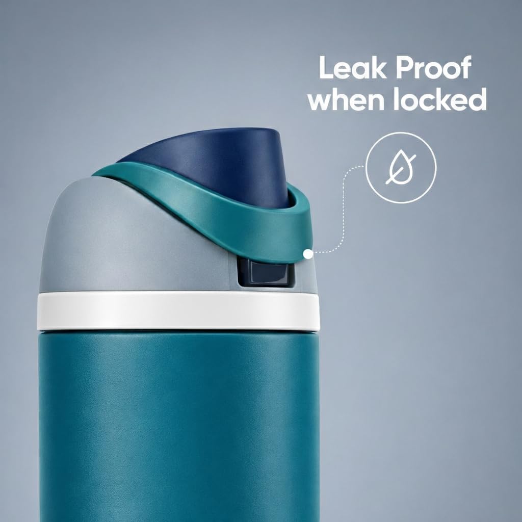 Botella genérica con borde compatible con portavasos para coche y mochila.