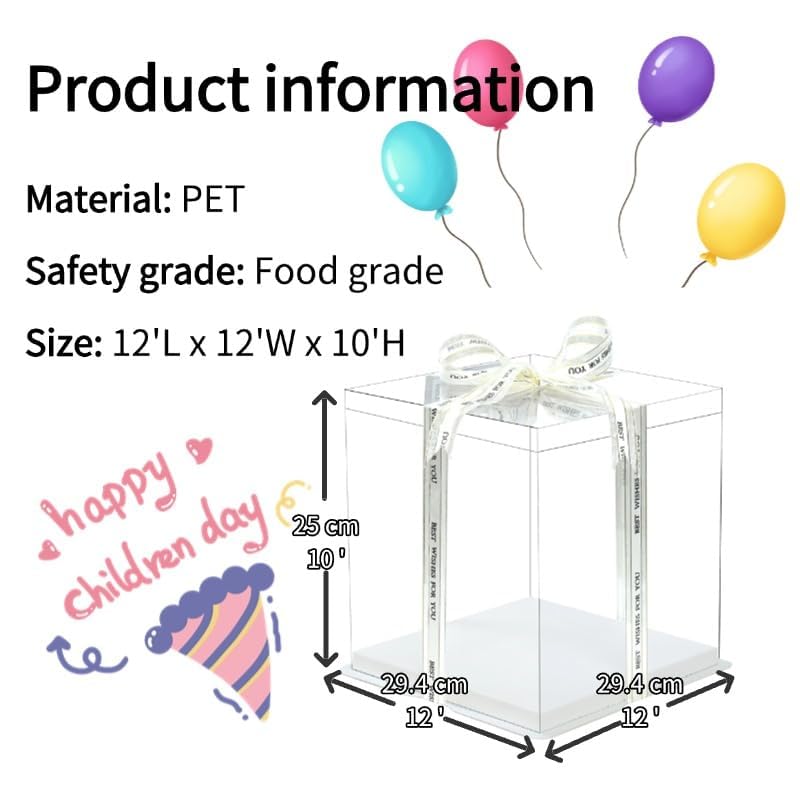 Caja-pasteles transparente de Generic, diseño limpio para regalos vistosos.