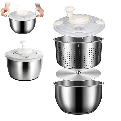 Centrífuga para ensalada Generic en acero inoxidable 6L con gran capacidad para porciones amplias
