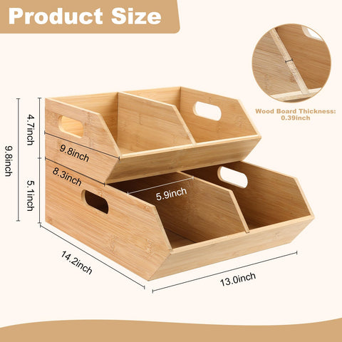 Organizador de cajón de bambú Generic para utensilios y snacks.