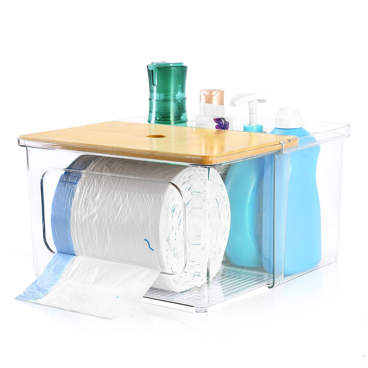 Dispensador Generic de bolsas de basura bajo fregadero, diseño 2 en 1 para ahorro de espacio.