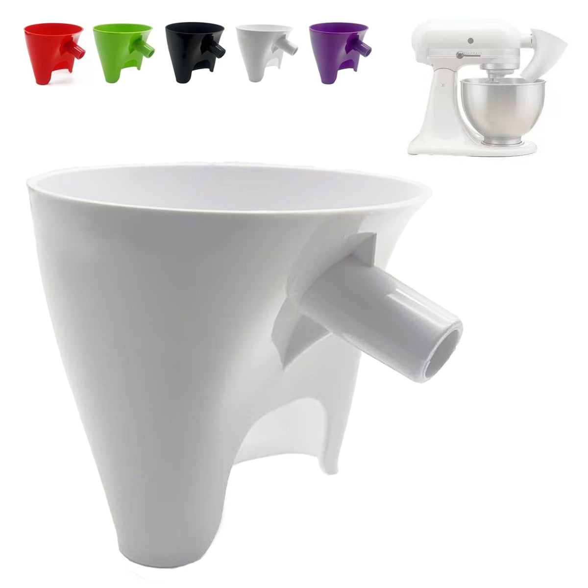 Embudo de harina para KitchenAid KSM150 con vertido fácil para evitar derrames.