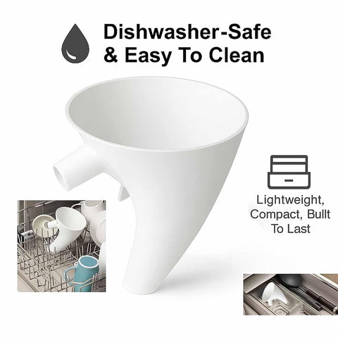 Embudo preciso para verter en kitchenaid durante la mezcla