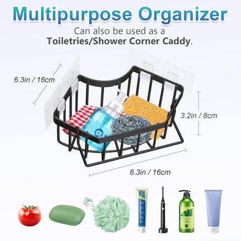Organizador versátil para cocina y baño, estilo moderno en negro.