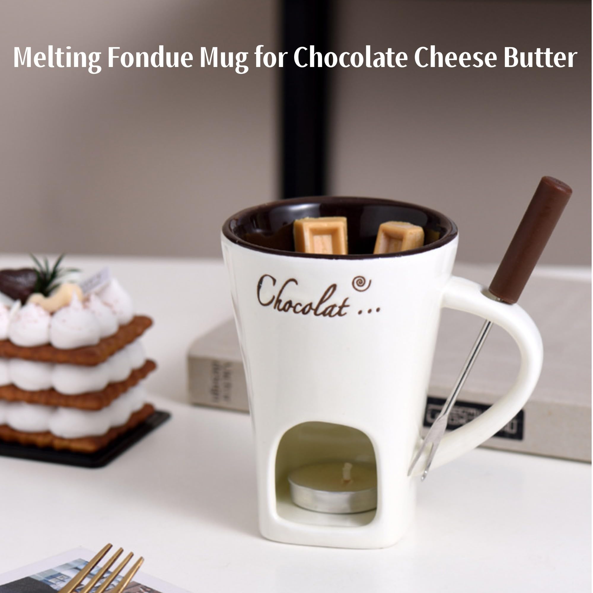 Fondue Cup Genérico con tenedores para servir chocolate