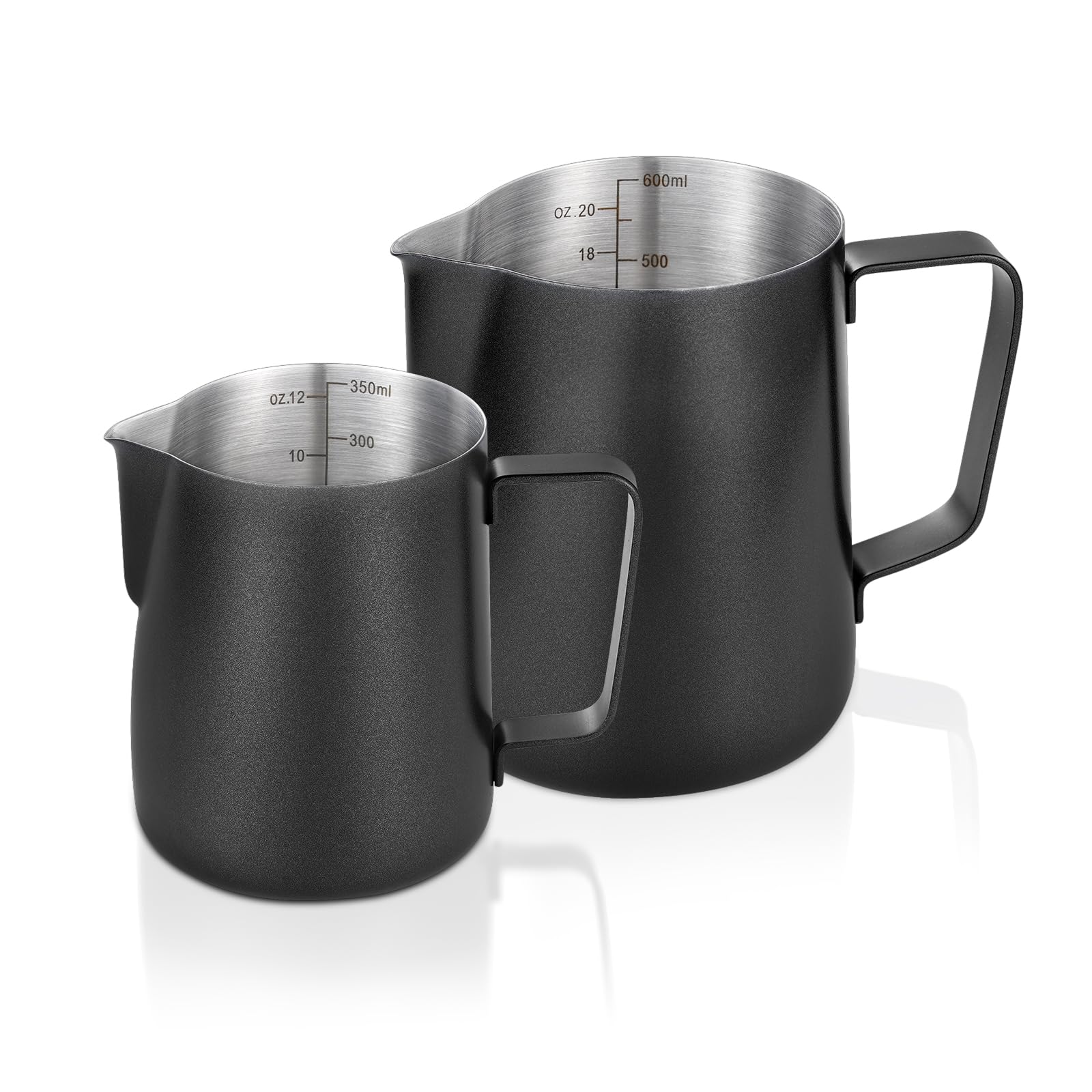 Generic jarro espumar leche mate negro con boquilla estrecha para verter con precisión.