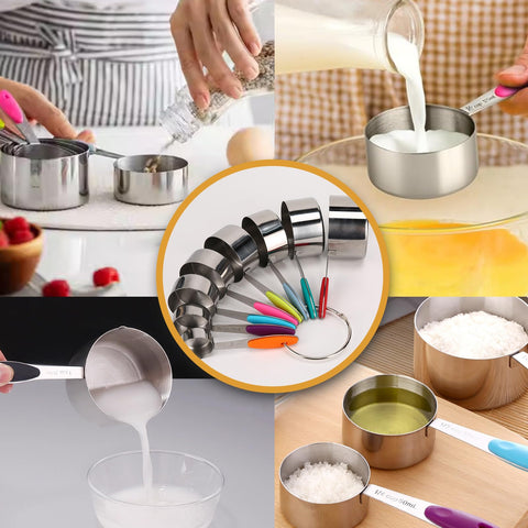 Generic juego de tazas medidoras, uso cotidiano en cocina para recetas rápidas.