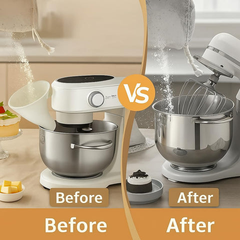 Operación manos libres para hornear más eficiente, usando la batidora kitchenaid.