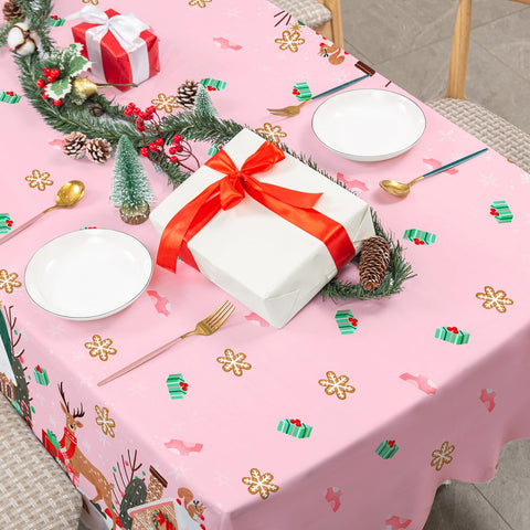Generic mantel rosado con patrón clásico aporta elegancia navideña