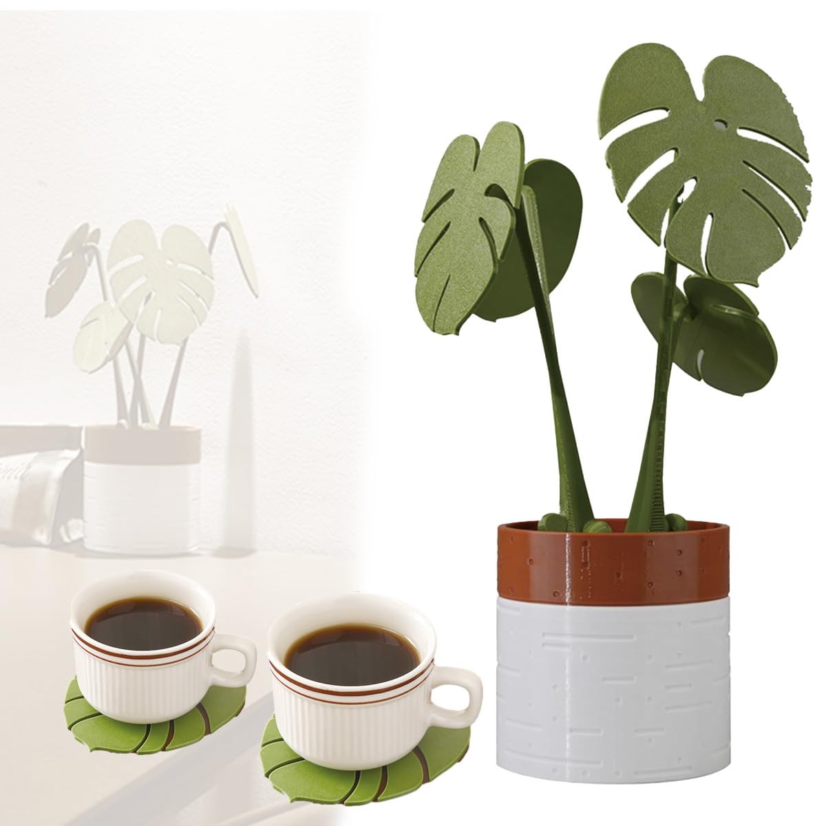Generic posavasos monstera 3D impreso para mesas, estilo moderno