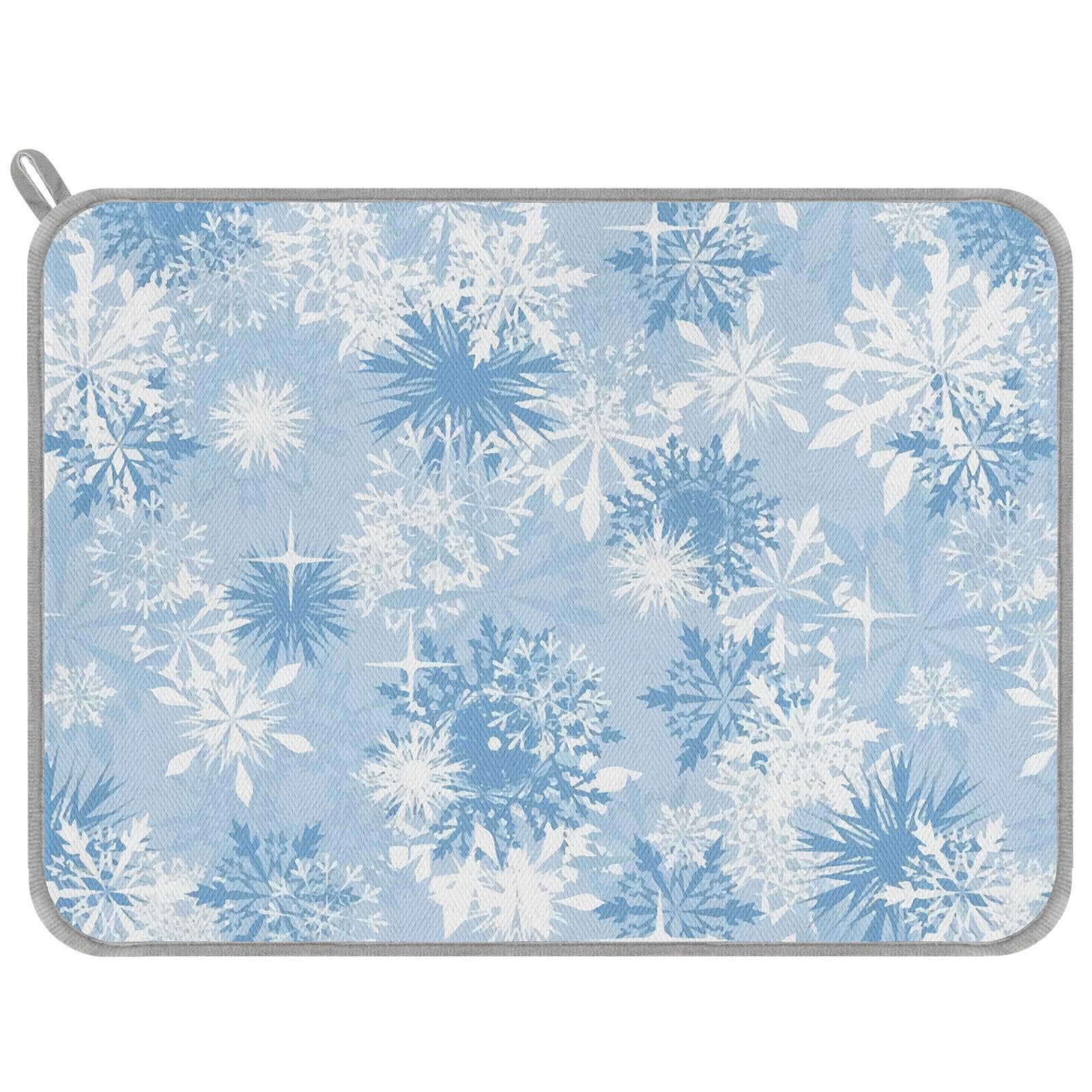 Generic alfombrilla secado platos con copos de nieve; ideal para secar vajilla y mantener la encimera seca.