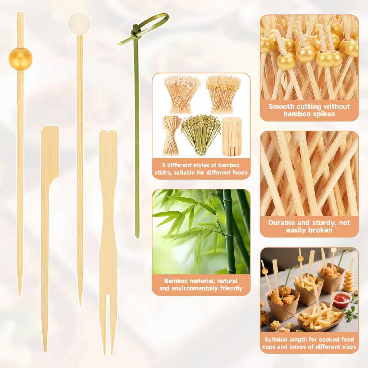 Fáciles de clavar, palillos Genéricos de bambú para tapas
