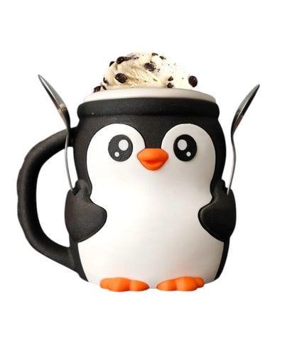 Generic pinguino en soporte para tarrina, vista superior; mantiene la tarrina fría y cómoda.