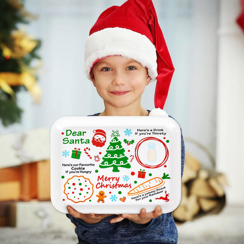 Genérico platillo para galletas y leche, estilo navideño, ideal para la tradición