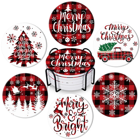 Generic posavasos navidad cerámicos con porta-metal para protección de superficies