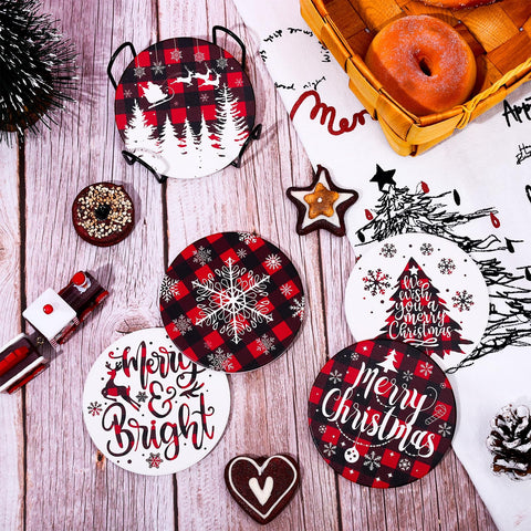 Posavasos cerámicos para cocina y comedor, diseño festivo