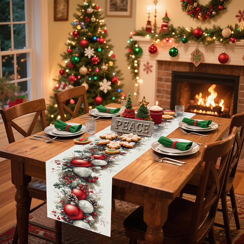 Runner Genérico: ambiente de comedor navideño para cenas familiares