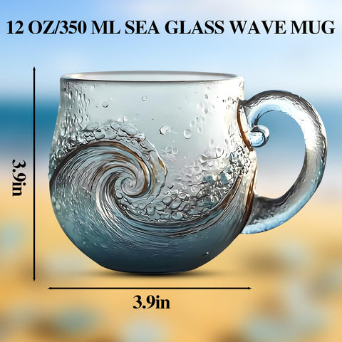 Taza Ola de Vidrio Marino de Generic, textura decorativa de arte marino.