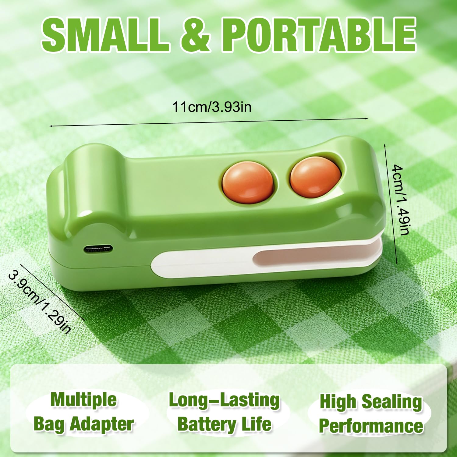 Generic recargable USB, sin baterías desechables, listo para sellar múltiples bolsas.