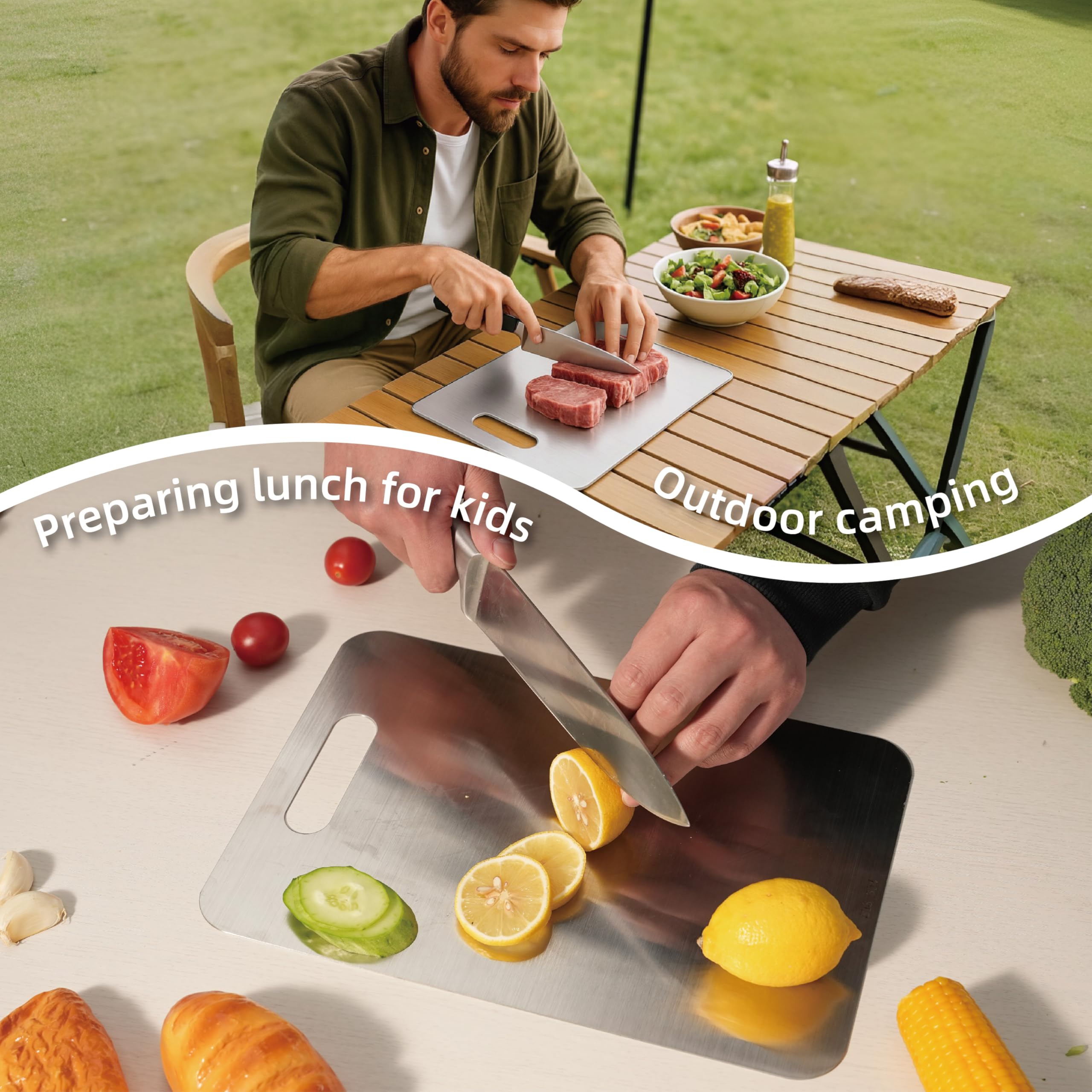 Generic: tabla de cortar con dos caras para separar alimentos.